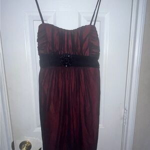 Sweet Storm Strapless Dress in Deep Red and Black